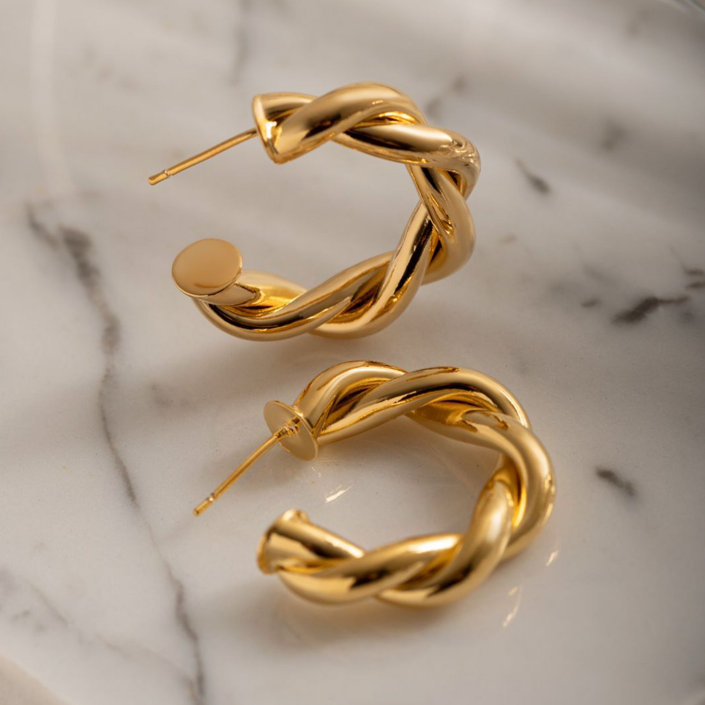 Twisted Gold Hoop Earrings