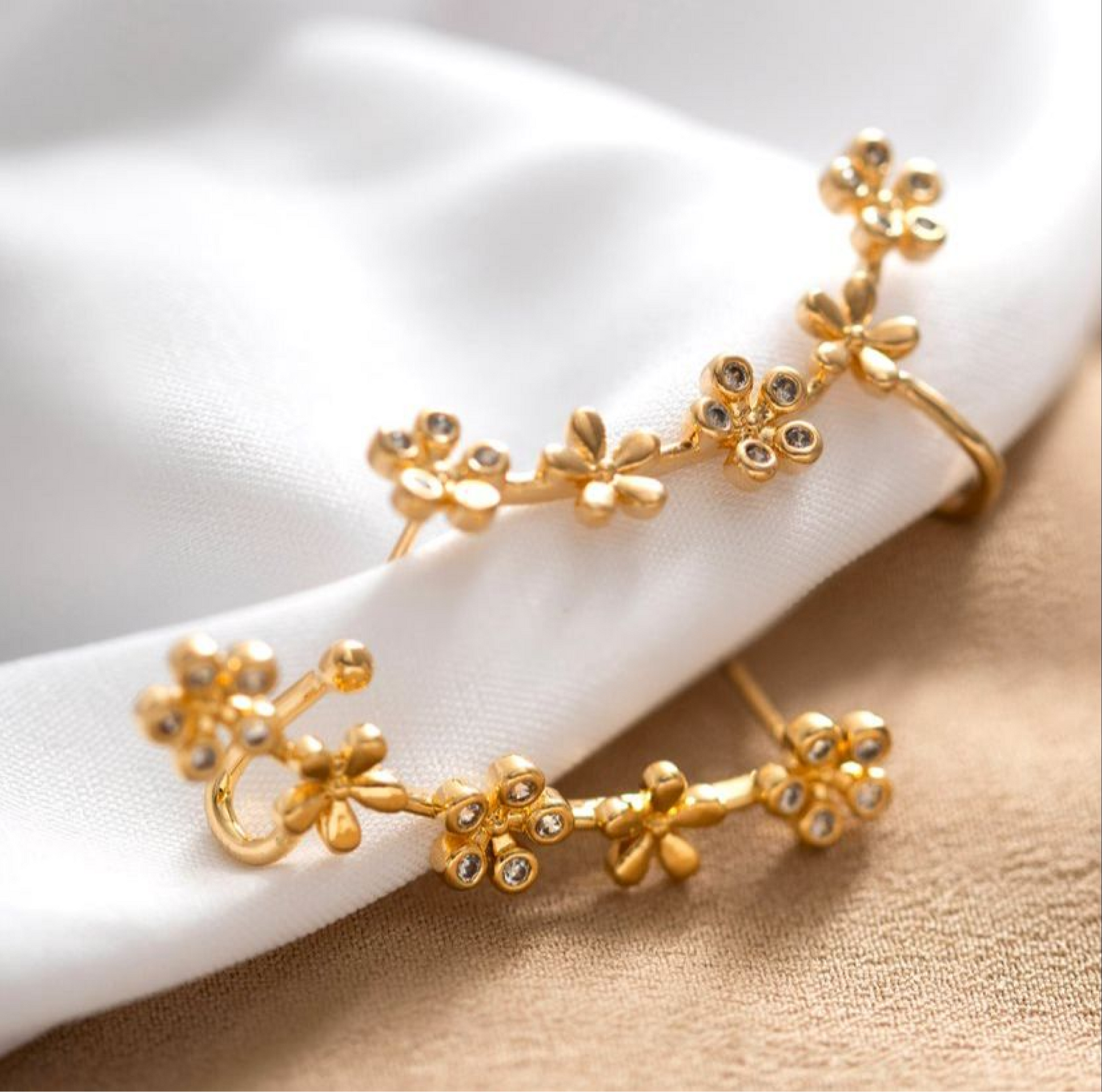 Gold Flower EarCuff Earring